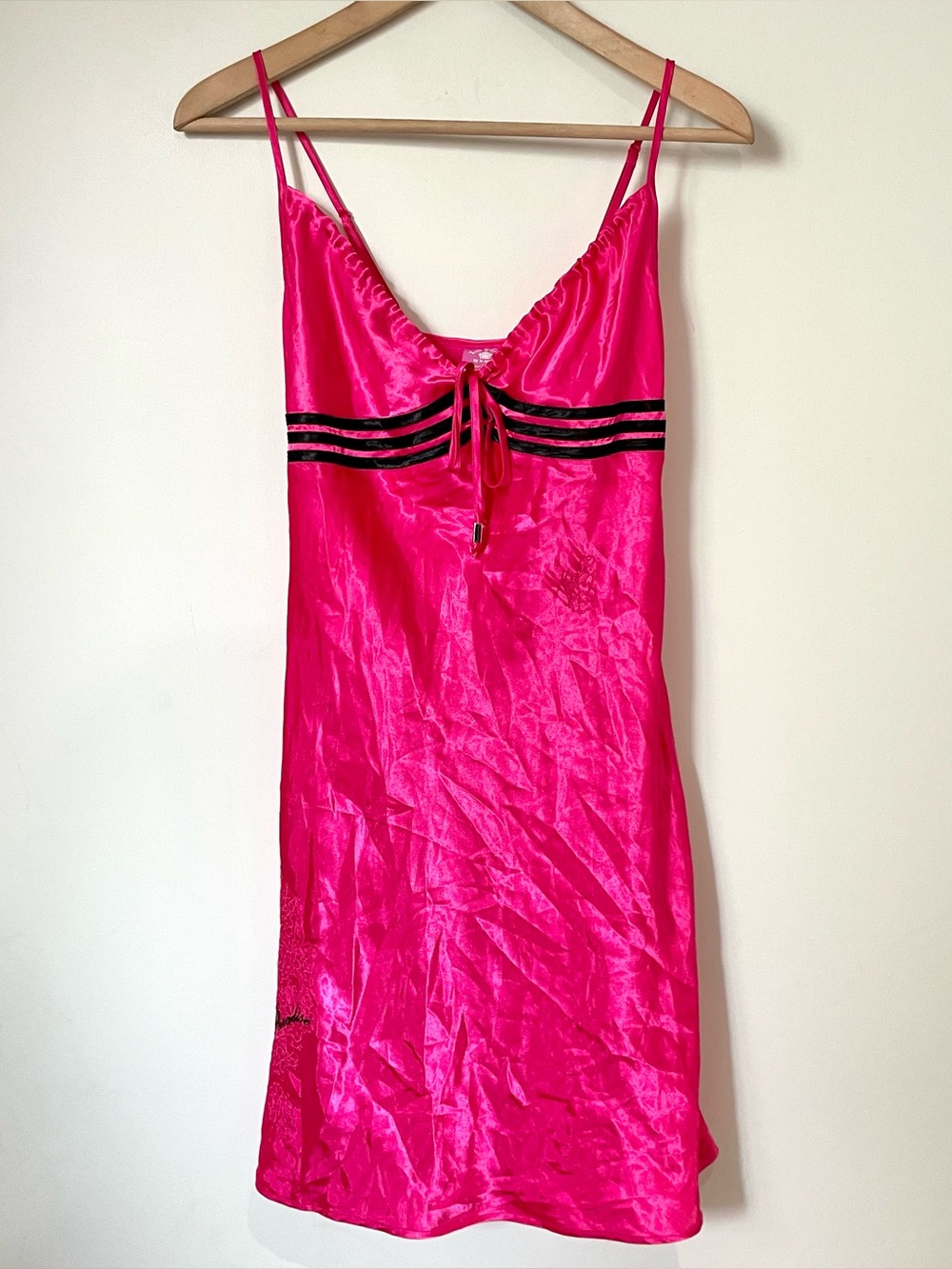 Vintage Y2K La Senza Baby Doll Satin Slip Dress Hot Pink Size XS